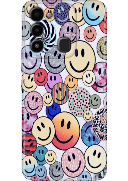 Spark 8c Kılıf Renkli Temalı Tecno 8c Silikon Emojix