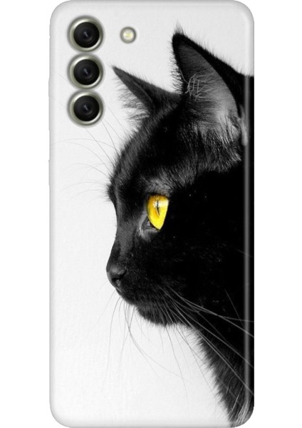 Samsung Galaxy S21 Fe Kılıf Desenli Kapak Renkli Tpu Uv Kedi Bakışı