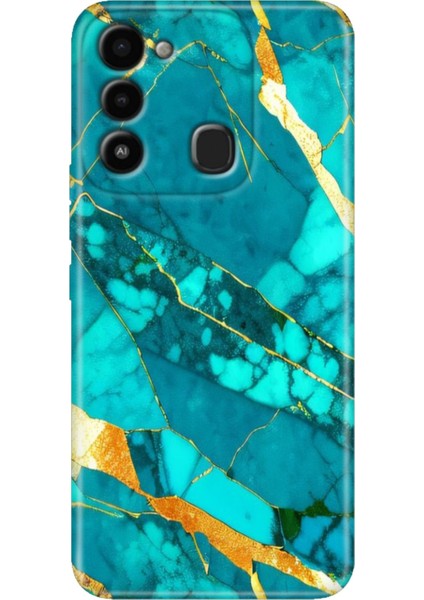 Spark 8c Kılıf Renkli Temalı Tecno 8c Silikon Prag Mermer