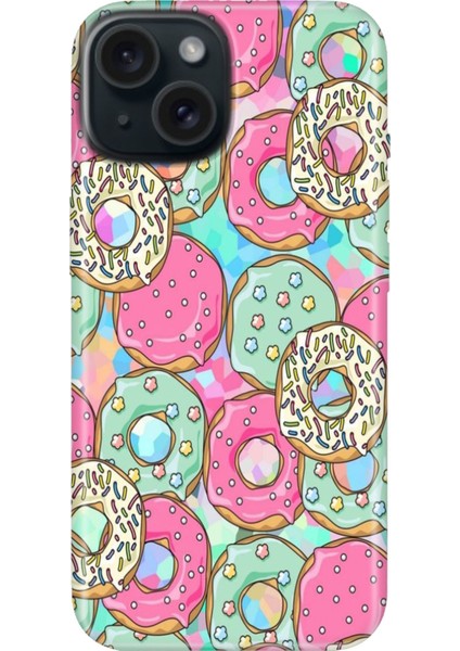 iPhone 15 Uyumlu Kılıf Desenli Kapak Renkli Tpu Uv Donut