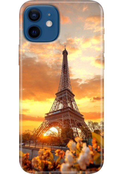Apple iPhone 12 Kılıf Renkli Baskılı Silikon Eyfel