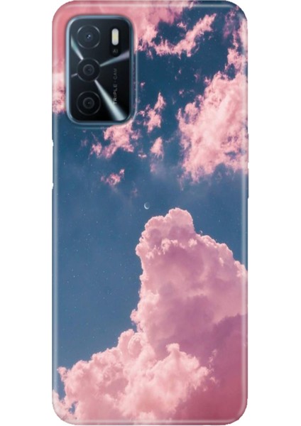 A16 Kapak Kılıf Uyumlu Oppo A16 Silikon Tasarım Stok Pembe Bulut