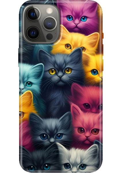 iPhone 12 Pro Max Kılıf Tasarım Baskılı Silikon Kedi Ordusu