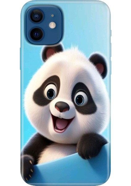 Apple iPhone 12 Kılıf Renkli Baskılı Silikon Panda