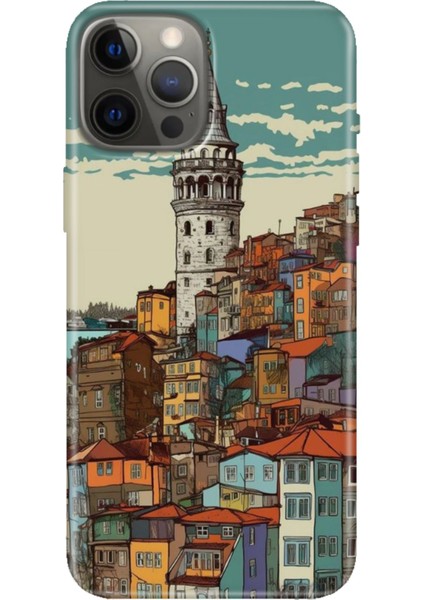Apple iPhone 12 Pro Kılıf Tasarım Baskılı Silikon Galata
