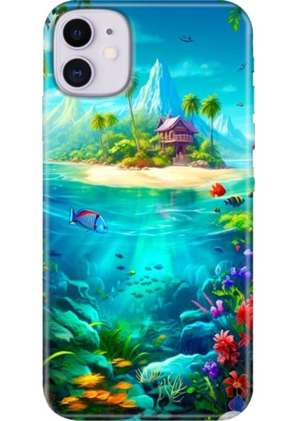 Apple iPhone 11 Kılıf Renkli Temalı iPhone 11 Silikon Island