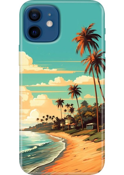 Apple iPhone 12 Kılıf Renkli Baskılı Silikon Malibu