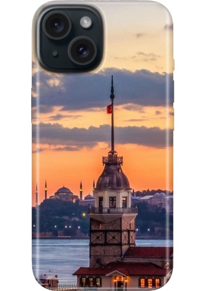 iPhone 13 - 14 Kılıf Desenli Kapak Renkli Tpu Uv Kız Kulesi