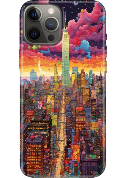 iPhone 12 Pro Max Kılıf Tasarım Baskılı Silikon Retro Newyork