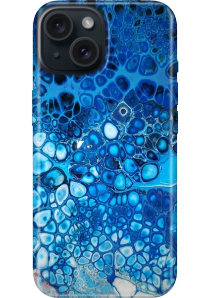 iPhone 13 - 14 Kılıf Desenli Kapak Renkli Tpu Uv Derin Mavi
