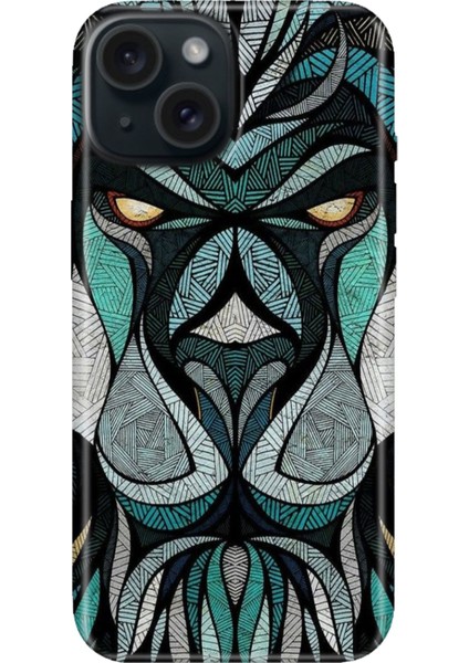 iPhone 13 - 14 Kılıf Desenli Kapak Renkli Tpu Uv Lion Mandala