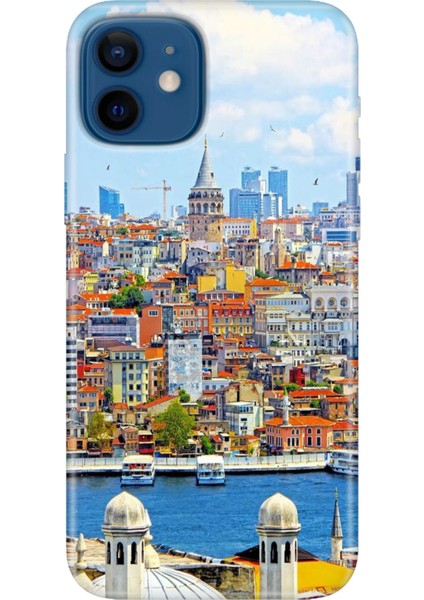 Apple iPhone 12 Kılıf Renkli Baskılı Silikon Istanbul