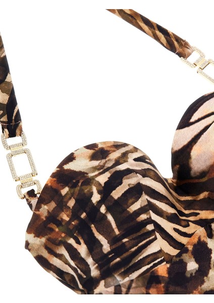 Kadın Çok Renkli Bandeau Tek Parça Mayo