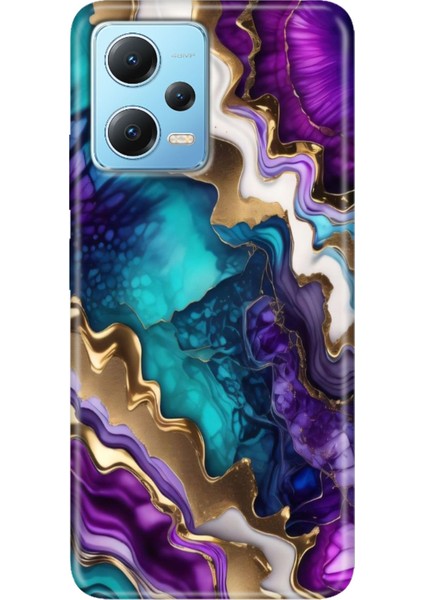 Redmi Note 12 5g Kılıf Baskılı Dokulu Kapak Silikon Keskin Ametist