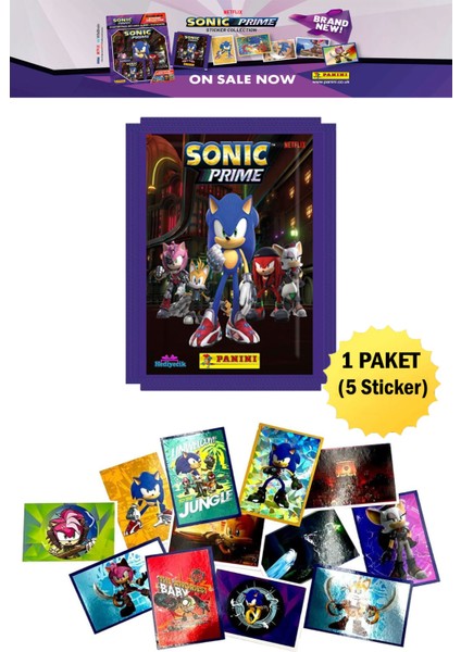 Panini Sonic Prime Sticker Çıkartma Koleksiyonu 1 Paket (5 Adet Sticker)