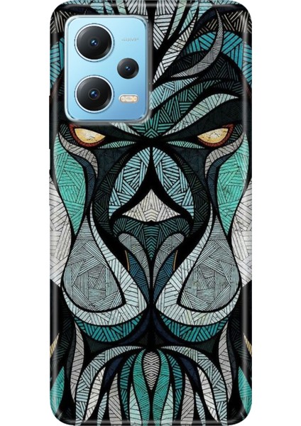 Redmi Note 12 5g Kılıf Baskılı Dokulu Kapak Silikon Lion Mandala