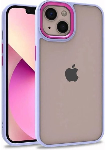 Apple iPhone 12 Pro Uyumlu Mor Kılıf Kamera Çıkıntılı Arkası Şeffaf Hassas Tuşlu