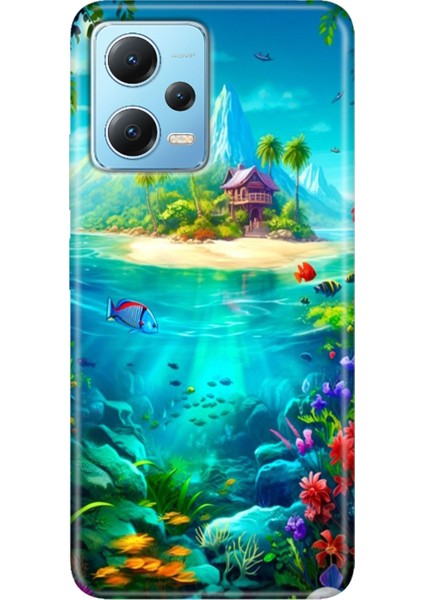 Redmi Note 12 5g Kılıf Baskılı Dokulu Kapak Silikon Island