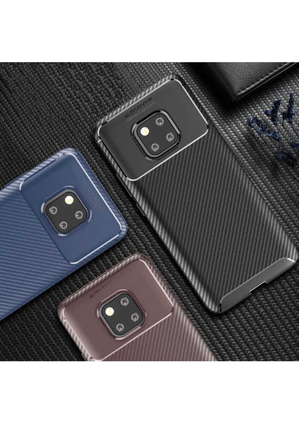 Huawei Mate 20 Pro Uyumlu Karbon Görünümlü Premium Dayanıklı ve Ince Kılıf