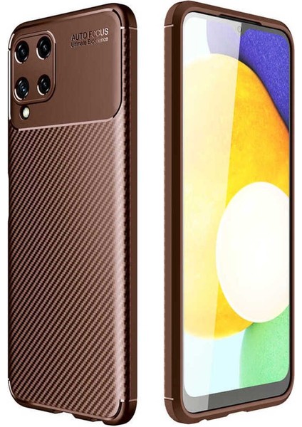Samsung Galaxy M22 Uyumlu Karbon Görünümlü Premium Dayanıklı ve Ince Kılıf