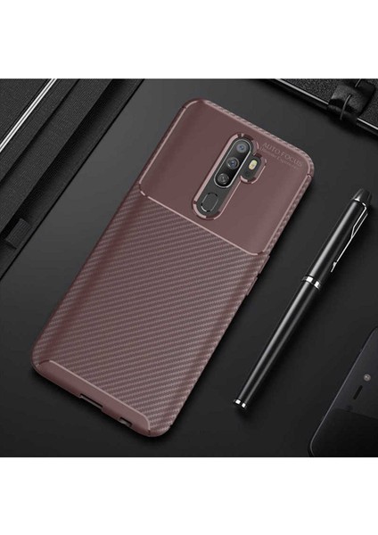 Oppo A9 2020 Uyumlu Karbon Görünümlü Premium Dayanıklı ve Ince Kılıf