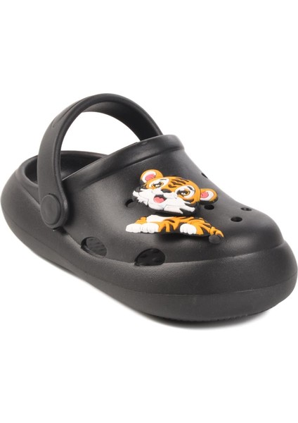 Siyah Kız Çocuk Sabo Terlik Yumurcak P