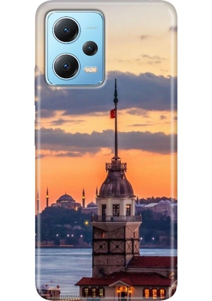 Redmi Note 12 5g Kılıf Baskılı Dokulu Kapak Silikon Kız Kulesi