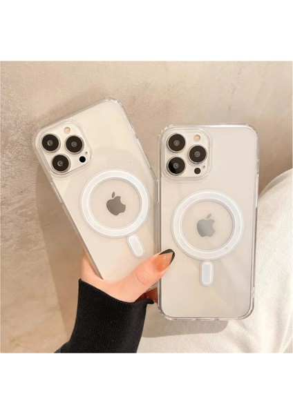 Apple iPhone Xs Uyumlu Magsafe Özellikli Şeffaf Kılıf Wireless Kablosuz Şarj Sararmaz Kapak