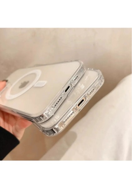 Apple iPhone Xs Uyumlu Magsafe Özellikli Şeffaf Kılıf Wireless Kablosuz Şarj Sararmaz Kapak