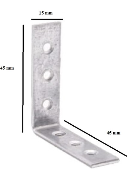 L Masa Gönyesi 15X45X45 mm 5 Adet Bağlantı Aparatı Paslanmaz Çelik