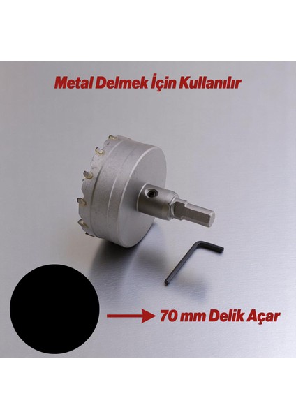 Tct Metal Delme Panç Ø 70 mm Delik Açma Metal Demir Testeresi Adaptörlü 1 Adet fiyatları