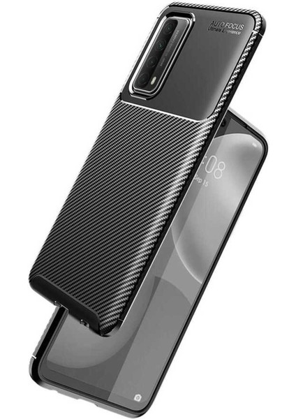 Huawei P Smart 2021 Uyumlu Karbon Görünümlü Premium Dayanıklı ve Ince Kılıf modelleri