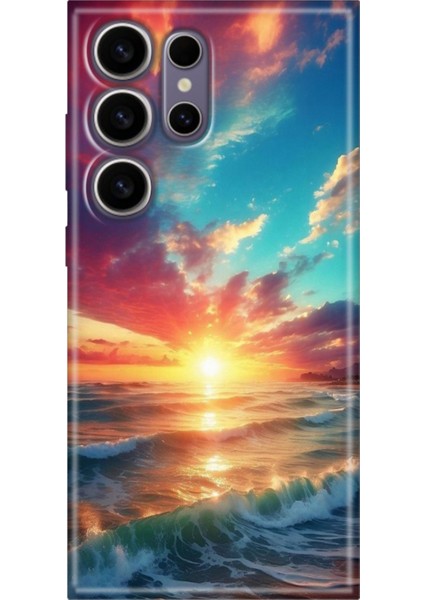 Samsung Galaxy S24 Ultra Kılıf Renkli Esnek Silikon Okyanus