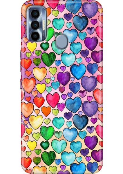 Spark 7 Pro Kılıf Renkli SPARK7PRO Silikon Kalp Çizim