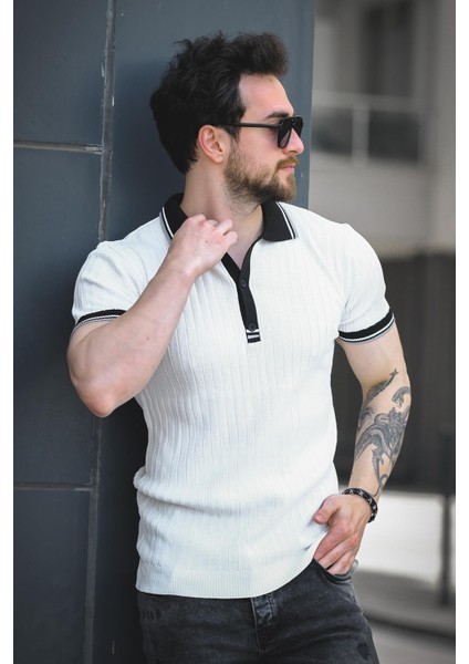 Ferruc Çizgili Likralı Slim Fit Renkli Polo Yaka Örme Erkek Triko Tshirt modelleri