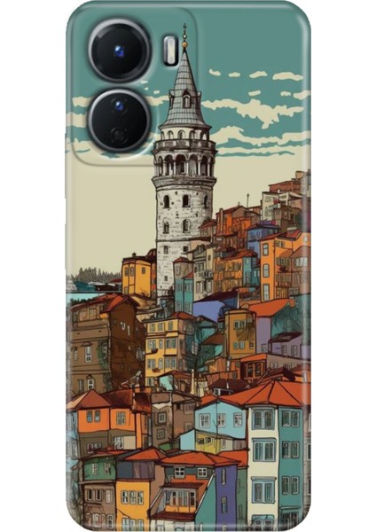 Vivo Y16 Kılıf Desenli Silikon Ermer Teknoloji Kapak Galata