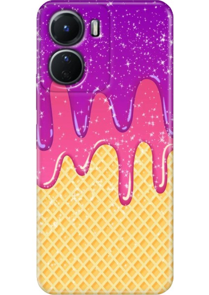Vivo Y16 Kılıf Desenli Silikon Ermer Teknoloji Kapak Krema