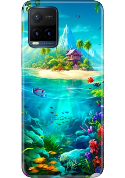 Vivo Y21S Uyumlu Kapak Kılıf Desenli Kapak Renkli Tpu Uv Island