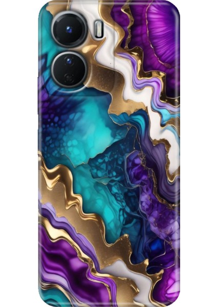 Vivo Y16 Kılıf Desenli Silikon Ermer Teknoloji Kapak Keskin Ametist