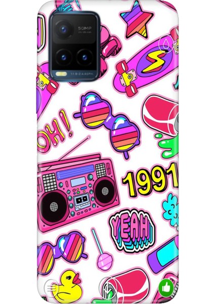 Vivo Y21S Uyumlu Kapak Kılıf Desenli Kapak Renkli Tpu Uv 90'lar