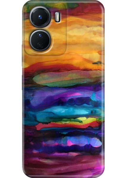 Vivo Y16 Kılıf Desenli Silikon Ermer Teknoloji Kapak Sulu Boya