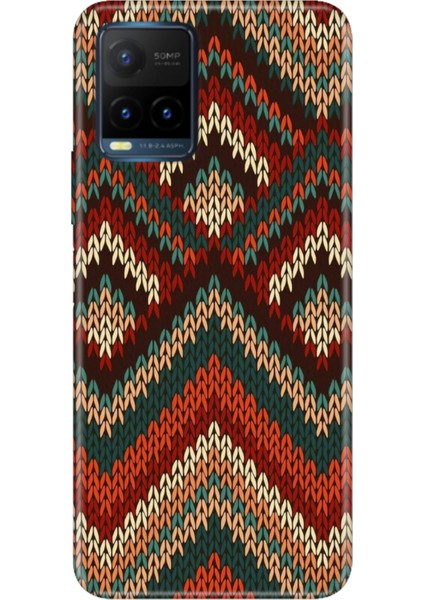 Vivo Y21S Uyumlu Kapak Kılıf Desenli Kapak Renkli Tpu Uv Zikzak