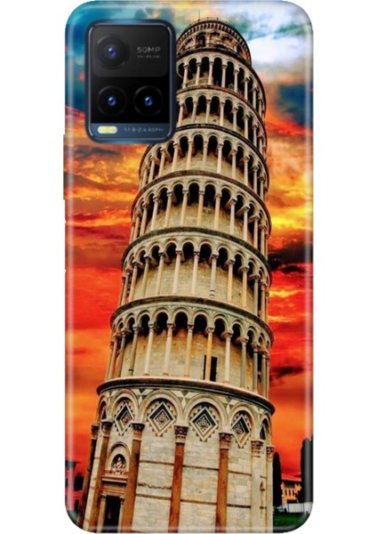 Vivo Y21S Uyumlu Kapak Kılıf Desenli Kapak Renkli Tpu Uv Pizza Kulesi
