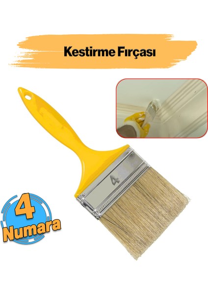 Plastik Saplı Kestirme Boyama Fırçası No 4 Numara Tavan Boya Kıl Fırça Iç Dış Cephe