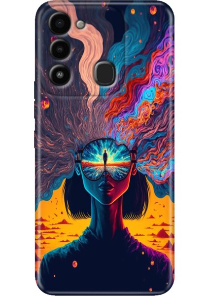 Spark 8c Kılıf Renkli Temalı Tecno 8c Silikon Girdap