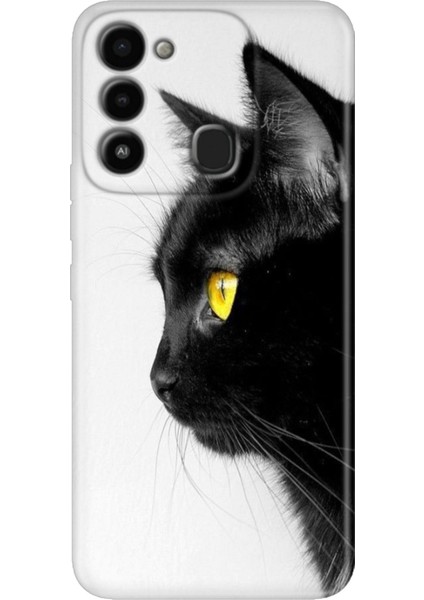 Spark 8c Kılıf Renkli Temalı Tecno 8c Silikon Kedi Bakışı