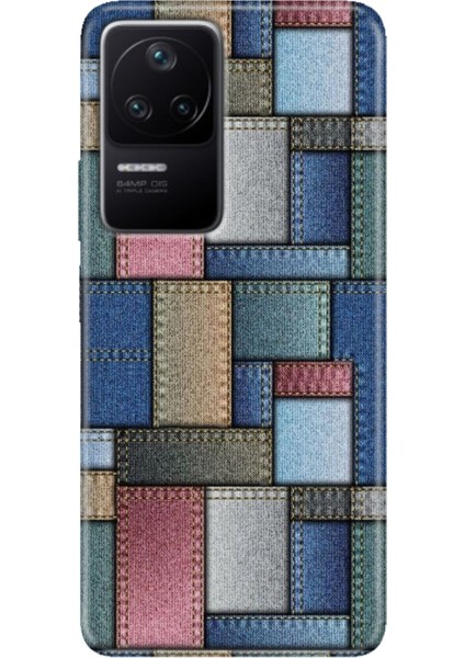 F4 Kapak Kılıf Poco F4 Desenli Kapak Renkli Ermer Jean Pattern