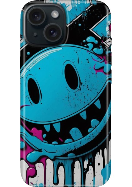 iPhone 15 Uyumlu Kılıf Desenli Kapak Renkli Tpu Uv Vintage Wall