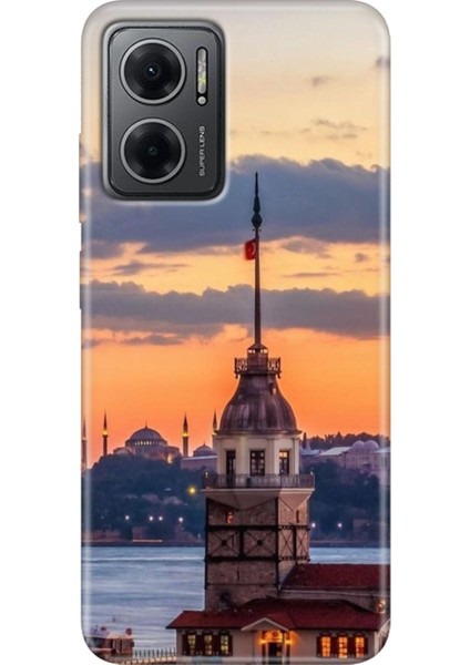Xiaomi Redmi Note 11E Kılıf Desenli Design Silikon Kız Kulesi