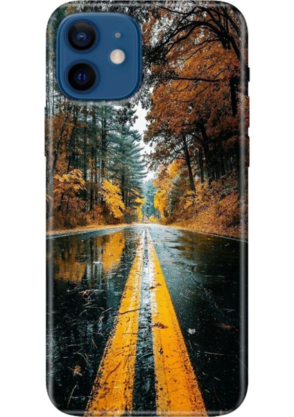 Apple iPhone 12 Kılıf Renkli Baskılı Silikon Korku Yolu